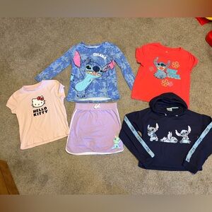 Disney stitch & hello kitty bundle size L(10/12) 5 pieces
